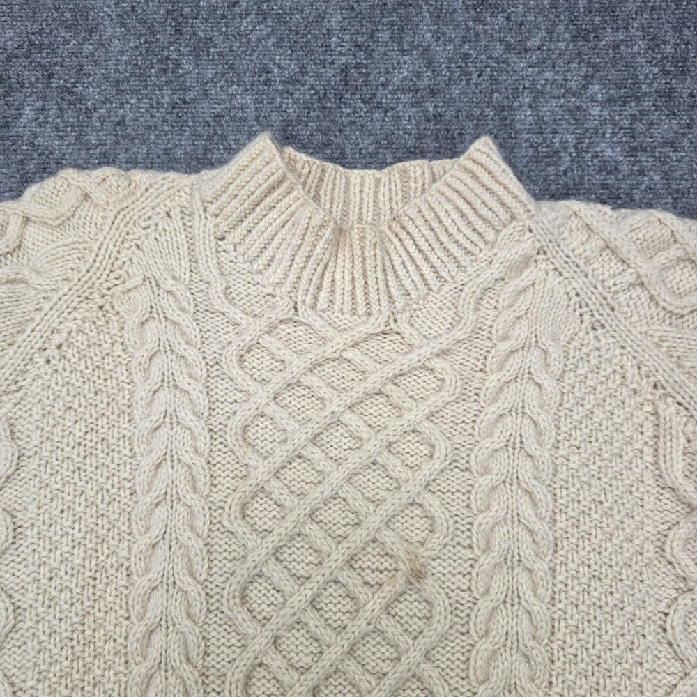 Vintage Aran Fisherman Sweater Womens Medium Cream Cable Knit Hand Knit Wool - Picture 9 of 16
